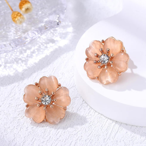 Holibanna Rhinestone Cherry Blossom Branch Pendant Necklace Earrings Stud Set Wedding Jewelry for Women Girls...