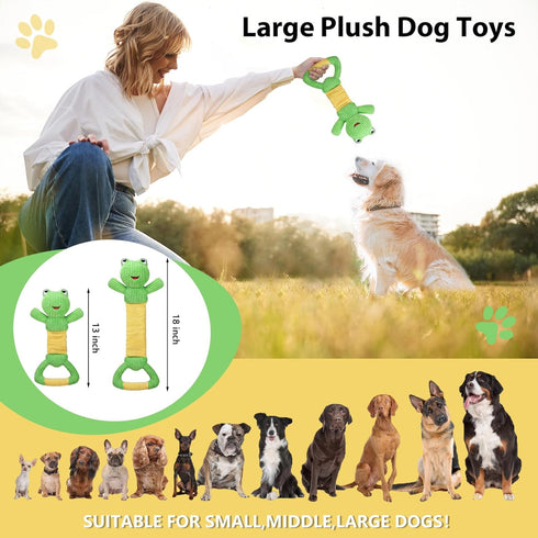 Dog Squeak Toys Durable Plush Dog Toy with Crinkle Paper, Tug of War Pull Toys for Puppies, Interactive Dog Chew Toys for Small, Medium and Large ...