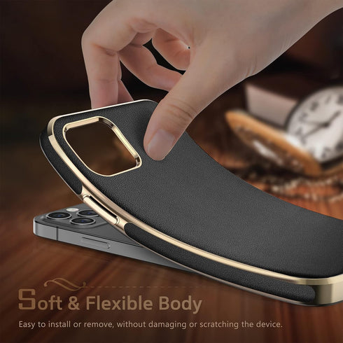 LOHASIC for iPhone 12/12 Pro Case Men, Luxury Leather Slim Business Classic Soft Grip Shockproof Bumper Full Body Protective Women Cover Cases for...