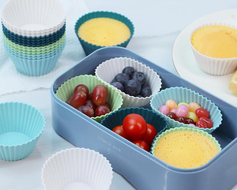 Silicone Baking Muffin Cups 12 Pack, Reusable Cupcake Liners Cake Molds, BPA Free, Dishwasher Safe(White, Green, Navy, Dusty Blue)...