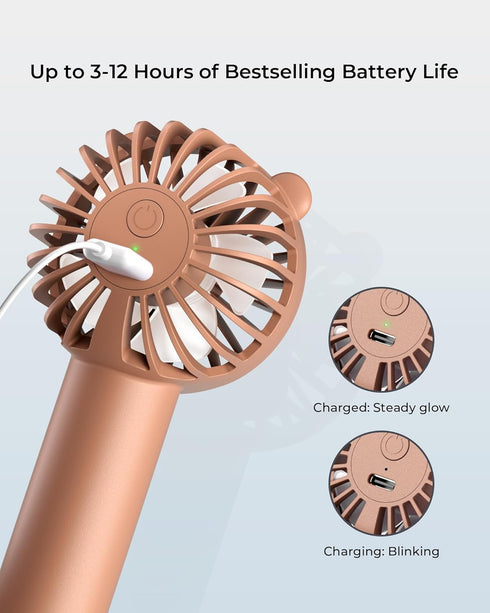 Mini Fan, Portable Fan with 3 Speeds for 2000mAh Battery USB-C Rechargeable, 3-Speed Quiet Operation, Stylish Handheld Fan for Outdoors & Travel...