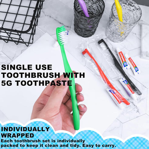 20pcs Disposable Toothbrushes with Toothpaste,Single Use Toothbrush with Toothpaste Individually Wrapped Disposable Travel Toothbrushes Kit Bulk f...