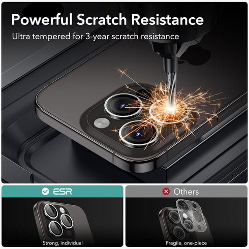 ESR 2 Pack Camera Lens Protector for iPhone 15 Pro Max/15 Pro/14 Pro Max/14 Pro, Ultra-tough HD Individual Lens Protectors, Scratch Resistant, Ult...