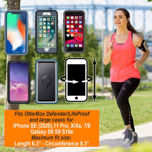 Tune Belt AB89 Running Armband Phone Holder for iPhone 11 Pro, SE 2022/2020, X/XS – Pocket Size Fits OtterBox/Large Case - Water Resistant Pouch (...