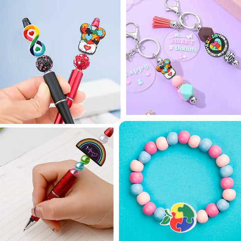 24 PCS Silicone Focal Beads for Pens Characters Silicone Beads for Keychain Making Silicone Beads Bulk for Jewelry Making Bracelet Necklace Handma...