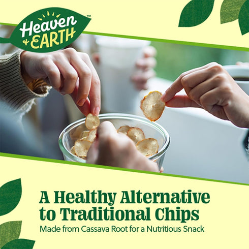 Heaven & Earth Cassava Chips, 5oz (2 Pack) Gluten Free | Non GMO | Low Sodium | Thin & Crisp Root Snack | Kosher...