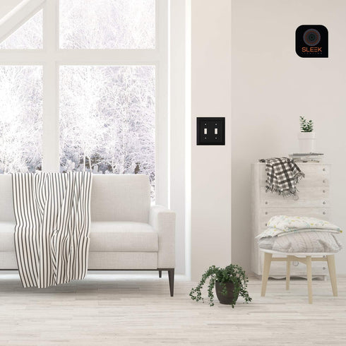 SleekLighting Double Toggle Wall plates | Decorative Bamboo Classic Beadboard Black Finish | Electric Outlet and Switch Covers| Style: 2 Gang Togg...