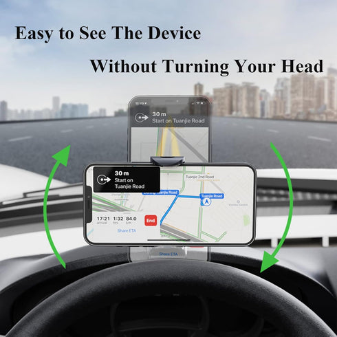 Car Phone Holder Mount, 360 Degree Rotation Cell Phone Holder for Car, Dashboard Clip Mount Car Phone Stand Compatible for 4.7 to 6.7 inch Smartph...