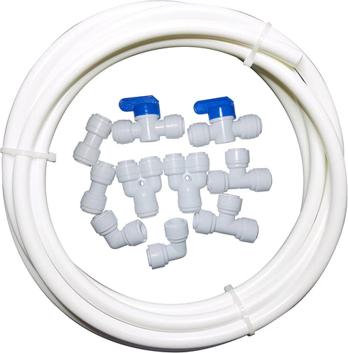 (White tubing 5 meters) - 10 pcs 1cm Quick Connect Push In to Connect Water Purifiers Tube Fittings for RO Water Reverse Osmosis System+5 metres(1...