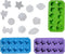 Chef Craft Set of 3 Flexible Shaped Ice Cube Trays. Sun, Star, Flower, Tree and Sealife. Fun Party Combo, Silver...