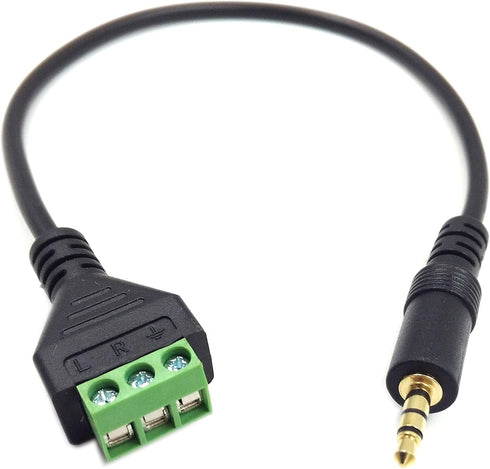 Poyiccot 3.5mm Screw Terminal Connector Cable, 3.5mm(1/8inch) Stereo Audio Balanced Male Jack to AV 3 Pin Screw Terminal Adapter Cable 30cm(1/8inc...