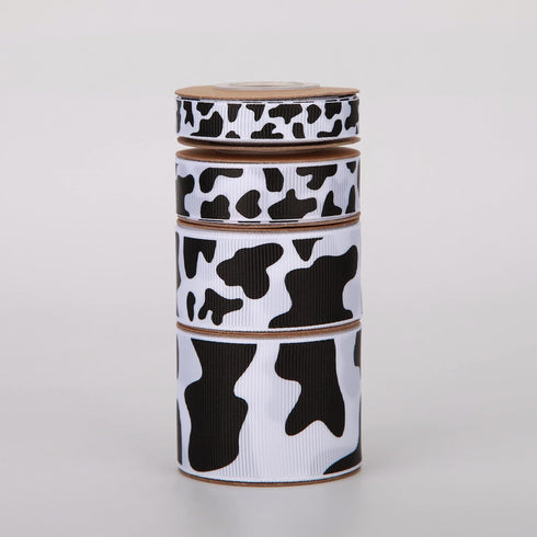 4 Rolls Total 20 Yards Cow Ribbon Cow Print Grosgrain Ribbon Animal Print Ribbons for DIY Crafts Gift Wrapping Wedding Party Christmas Decoration ...