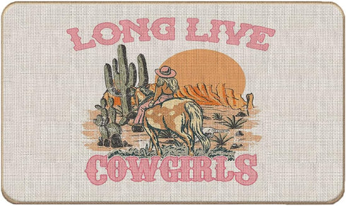 Western Door Mat,Long Live Cowgirls Cowgirl Front Door Mat Indoor Outdoor Entrance,Western Cowgirl Dorm Room Decor,17"X30"...