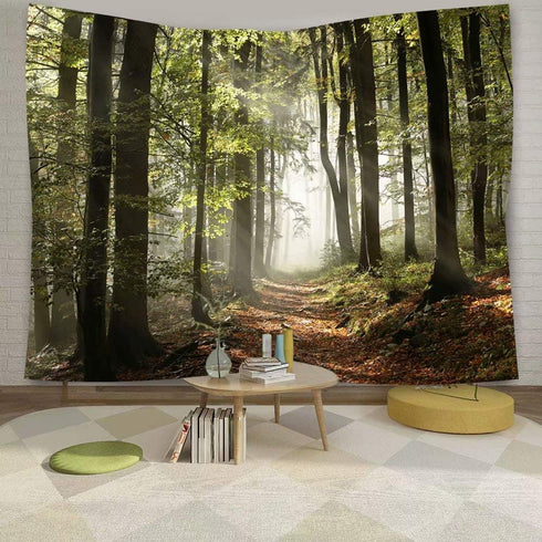 DZGlobal Forest Pathway in the Misty Mountain Tapestry Wall Hanging Art Nature Landscape Tapestries 80W X 60L Inch Home Decor for Living Room Bedr...