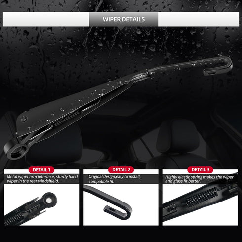Replacement for Chevrolet Equinox 2018 2019 2020 2021 2022 2023 2024 Rear Windshield Wiper Blade and Arm Assembly-All-weather Back Window Wiper Ar...