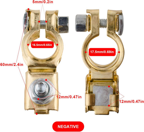 Battery Terminals,Car Battery Cable Terminal Clamps Connectors,Negative and Positive,Copper,Plastic Cover,Good Contact,Corrosion Resistance,1 Pair...