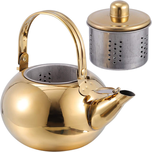 Cabilock Stainless Steel Teapot 1000ML Teapot with Removable Infuser & Spout Filter, Thicken Tea Kettle Stovetop Safe Teapot Infuser Kettle for Co...