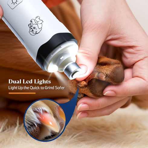 YABIFE Whisper Quiet Dog Nail Grinder, Dog Nail Trimmers Kit for Grooming, Electric Pet Nail File, Dual Lights for Quick Location, 2 Speeds, for P...