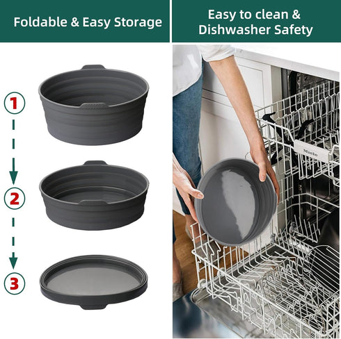 Slow Cooker Liners, Foldable Reusable Silicone Cooking Liners Compatible with Crock-Pot & Hamilton Beach Oval 6-7 QT, Leakproof Dishwasher Safe Sl...