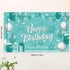 Teal and Silver Birthday Banner - Turquoise Green Party Decorations, Mint Blue Backdrop for Girls Boys Baby Shower, Glitter Party Supplies 71 x 44...