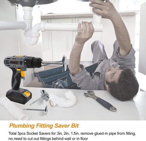 3PCS PVC Pipe Reamer Set for Professional Plumber, PVC Fitting Saver in Size of 1.5in 2in and 3in, Pipe Reamer Tool Suitable for Home Remodeling a...