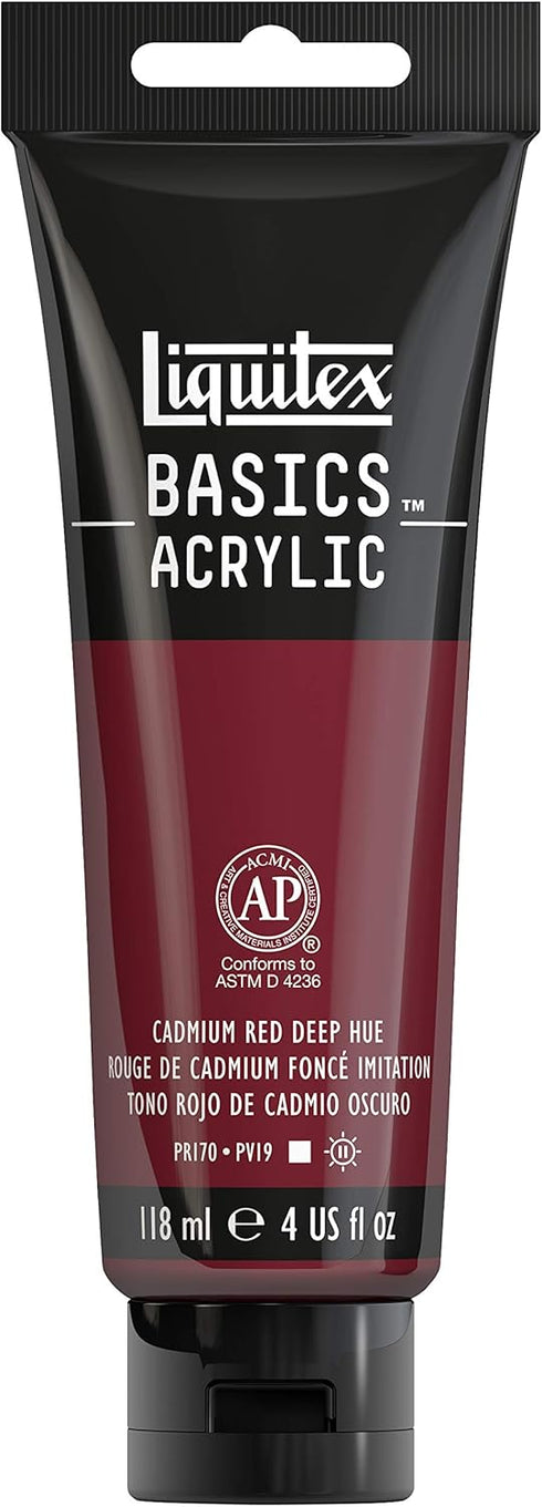 Liquitex BASICS Acrylic Paint, 118ml (4-oz) Tube, Cadmium Red Deep Hue...