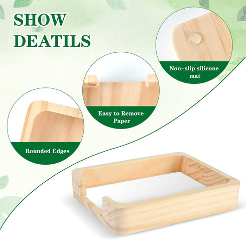 2 Pieces 4x6 Memo Holder Desk Memo Pad Holder for Desk 4x6 Paper Tray Holder Wooden Paper Holder for Desk Note Card Holder Fits 4 x 6 Inches Note ...