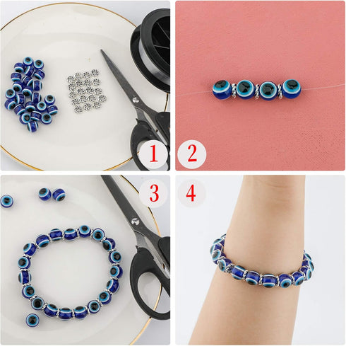 Savita 100pcs Blue Evil Eye Beads Eyeball Beads Handmade Resin Beads Charms for DIY Bracelets Necklace Jewelry Making (10mm/0.4 inch)...