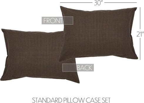 VHC Brands Kettle Grove Standard Pillow Case Set of 2 21x30 Country Primitive Bedding Accessory, Country Black...