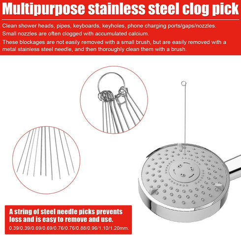 10pcs Shower Head Cleaning Brush with 10pcs Cleaning Pin Picks, Anti-Clogging Mini Crevice Shower Head Bristle Small Hole Cleaner for Nozzle Gap H...