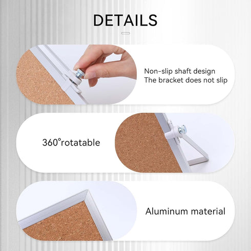 9.8 x 9.8" Cork Board Bulletin Board, Double Sided Pin Board with Silver Aluminum Border, Desktop Small Cork board with Stand Suitable for Home, O...