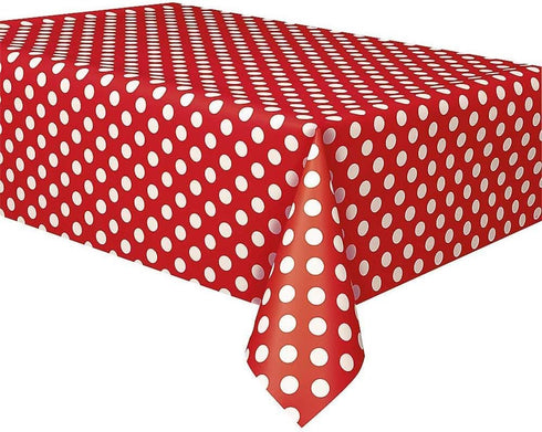 Royal7 2 Pack Red Polka Dot Plastic Rectangle Tablecloth 54"x108"…...