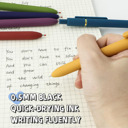6 Pcs Gel Pens 0.5mm Quick Dry Black Ink Pens Fine Point Smooth Writing Pens, Cute Office and School Supplies Gifts for Women Teacher Students (6 ...
