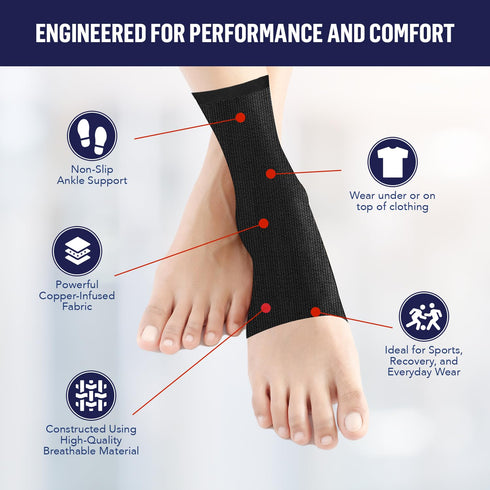 Doctor Developed Plantar Fasciitis Socks/Compression Foot Sleeves, Copper Ankle Brace for Heel Support & Doctor Written Handbook (Black, S)...