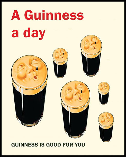 Posterizer 1 pcs-A Guinness a Day-Drinks-Vintage Advertisement-Kitchen & Bar Art-GIft for Men Women Teens-Art for Cafe, Restaurant, Coffee Bar - u...