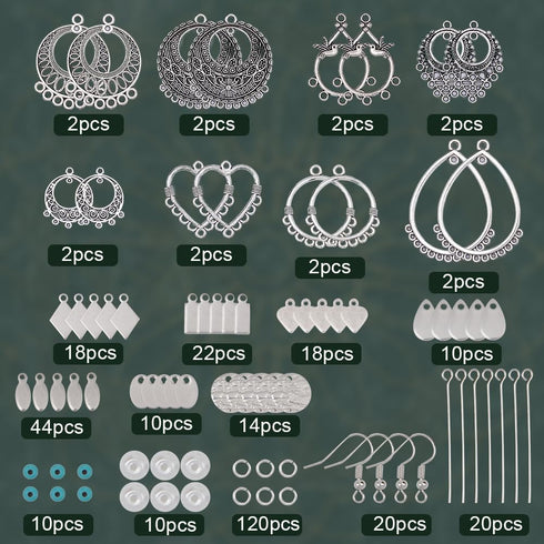 SUNNYCLUE 1 Box 8 Sets Bohemian Chandelier Earring Making Kit Tibet Style Alloy Boho Charms Fashion Drop Dangle Earrings Turquoise Glass Beads for...