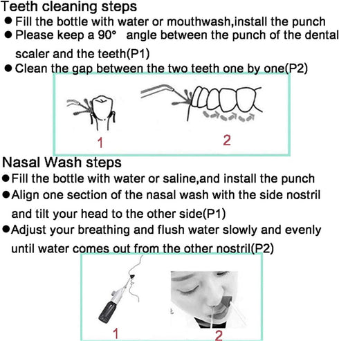 Portable Oral Irrigator Water Flosser Dental Water Toothbrush Toothpick Nasal Irrigator Implement Teeth Cleaner Oral Hygiene flossers for Home Tra...