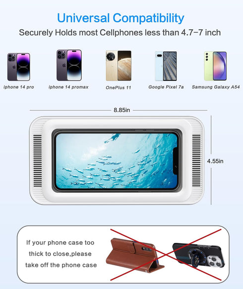 Waterproof Shower Phone Holder with 480° Rotation and Angle Adjustable, Enhanced Sound Quality, Fits Phones up to 7 Inches?White?......