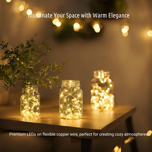 koopower 2X 50 LEDs Battery Fairy Lights on 16ft Waterproof Copper String for Outdoor (8 Modes), Warm White...