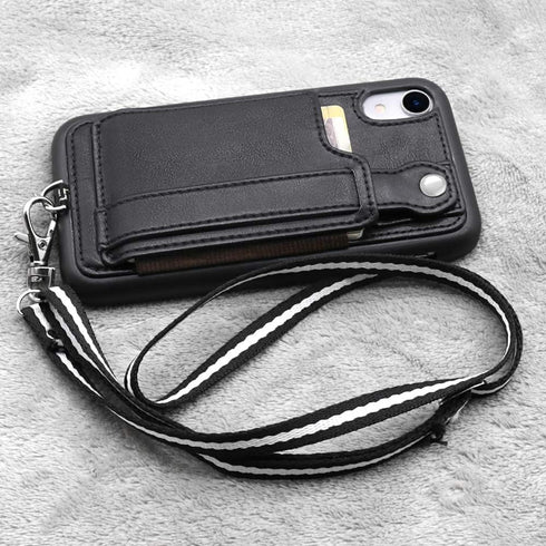 TOOVREN Case for iPhone XR Wallet Case with Strap Card Holder Case for Xr iPhone Case Protective Cover with Stand Wallet Leather PU Adjustable Det...