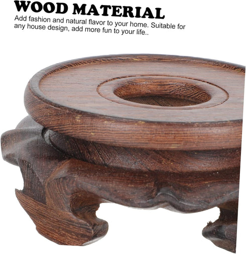GANAZONO Round Hollow Base Crystal Stand Potted Plant Stand Wood Plant Organizer Wood Flowerpot Base Feng Shui Stand Asian Plant Stand Wood Flower...