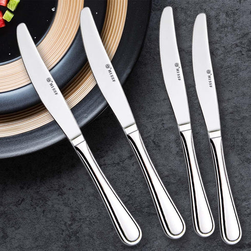 Dinner knife 4 Pieces Stainless Steel Butter Knife Set, Silver...