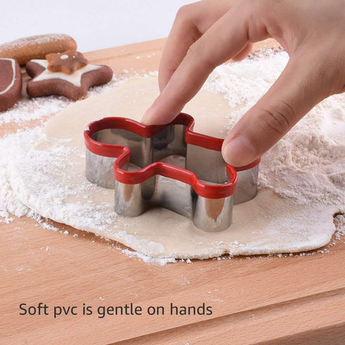3pcs Gingerbread Man Cookie Cutters Set Gingerbread Boy Shape Mould with Red Environmental PVC...