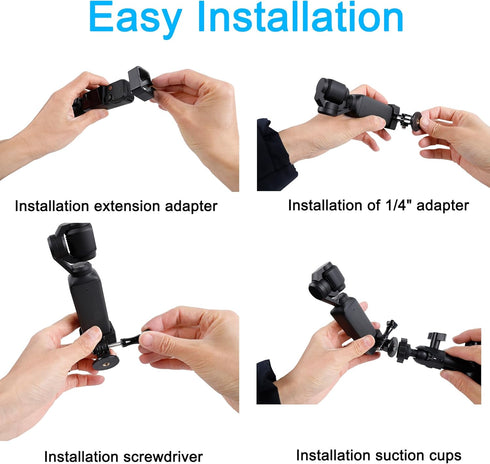 PellKing Suction Cup Mount for DJI Osmo Pocket 3,Car Windshield Window Dash Holder Kit with Expansion Adapter Accessories for DJI OSMO Pocket 3 Ca...