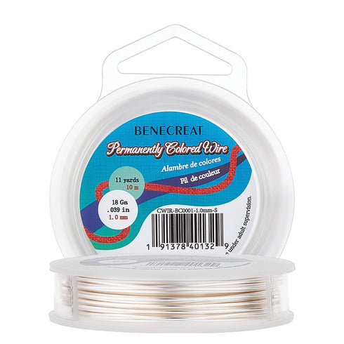 BENECREAT 18 Gauge Tarnish Resistant Copper Wire Silver Jewelry Beading Wire for Bracelet Necklace Jewelry Making, 33-Feet/11-Yard...