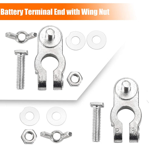 CZC AUTO Car Battery Terminal End with Wing Nut Terminal Connectors Zinc-Alloy Clamps for Car Truck Van RV Boat, 1 Pair...
