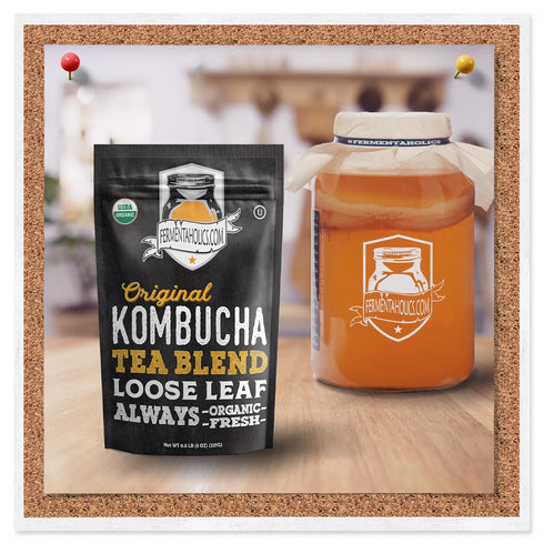 Fermentaholics USDA Certified Organic Kombucha Tea Blend 4 oz | Makes 11 Gallons | Kosher Certified | Organic Black and Green Tea Blend | Loose Le...