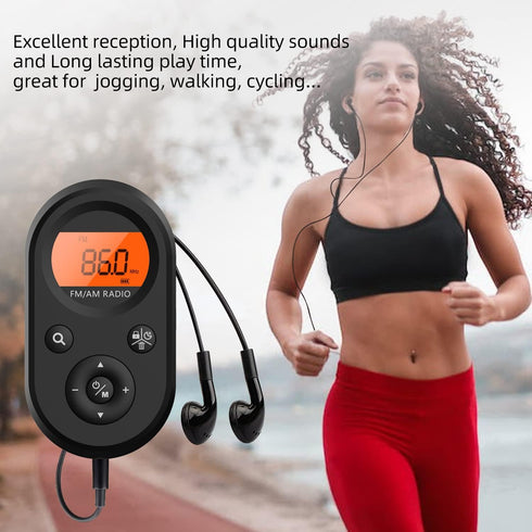Personal Pocket Radio AM/FM Portable, Rechargeable Transistor Radio with Best Reception, Long Battery Life, Stereo Headphones, Sleep Timer, Backli...
