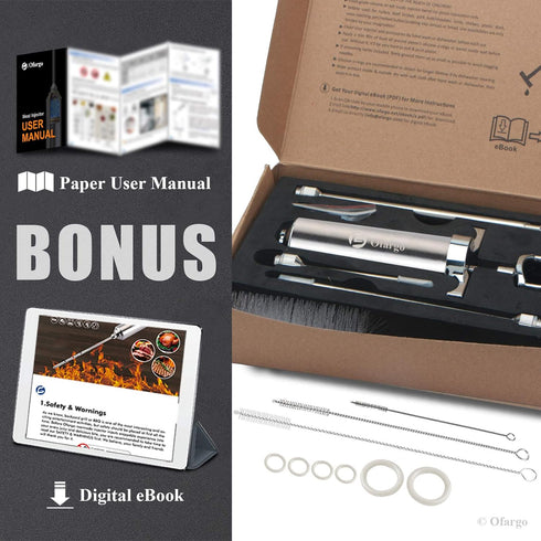 304-Stainless Steel Meat Injector Syringe Kit with 4 Marinade Needles for BBQ Grill Smoker, 2-oz Large Capacity, Both Paper User Manual and E-Book...