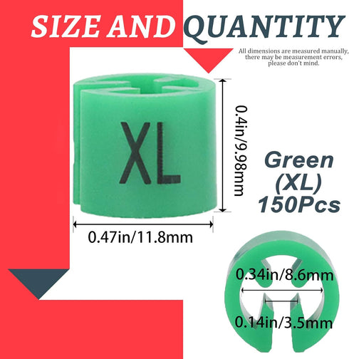 Swpeet 150Pcs Green Plastic Clothes Hanger Size Markers Assortment Kit, XL...